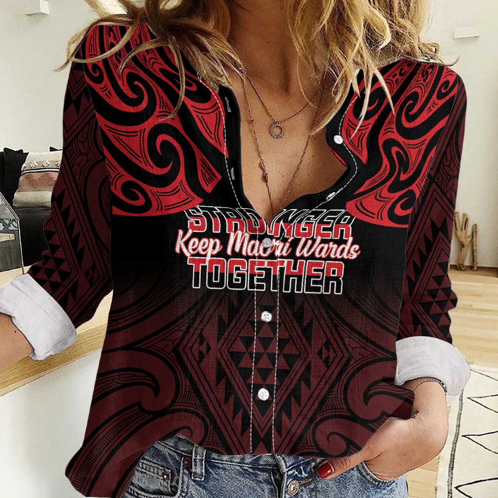 Personalised Keep Maori Wards New Zealand Women Casual Shirt Stronger Together Aotearoa Taniko - Polynesian Pride