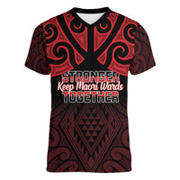 Personalised Keep Maori Wards New Zealand Women V-Neck T-Shirt Stronger Together Aotearoa Taniko - Polynesian Pride