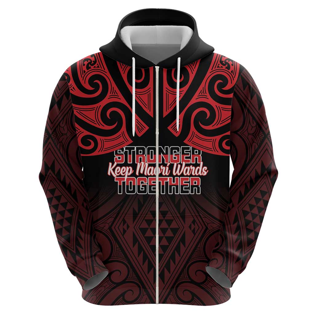 Personalised Keep Maori Wards New Zealand Zip Hoodie Stronger Together Aotearoa Taniko LT14 - Polynesian Pride