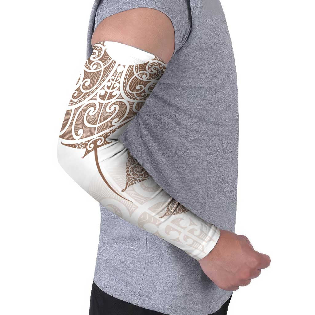 New Zealand Manta Ray Tattoo Arm Sleeves Aotearoa Maori Haehae Beige - Polynesian Pride