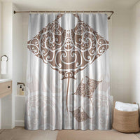 New Zealand Manta Ray Tattoo Bathroom Set Aotearoa Maori Haehae Beige - Polynesian Pride