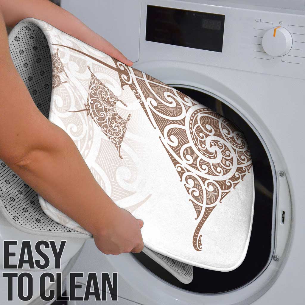 New Zealand Manta Ray Tattoo Bathroom Set Aotearoa Maori Haehae Beige - Polynesian Pride