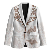 New Zealand Manta Ray Tattoo Blazer Aotearoa Maori Haehae Beige LT14 Unisex White - Polynesian Pride