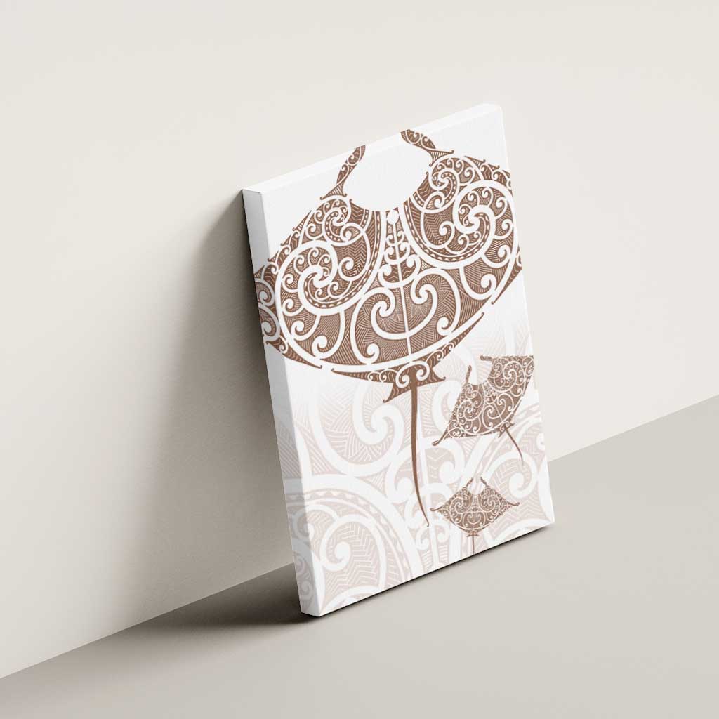 New Zealand Manta Ray Tattoo Canvas Wall Art Aotearoa Maori Haehae Beige LT14 - Polynesian Pride