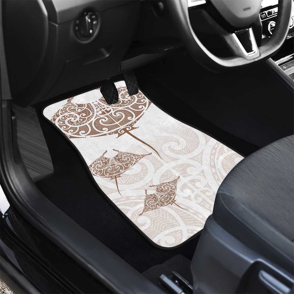 New Zealand Manta Ray Tattoo Car Mats Aotearoa Maori Haehae Beige - Polynesian Pride