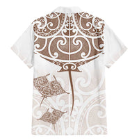 New Zealand Manta Ray Tattoo Family Matching Mermaid Dress and Hawaiian Shirt Aotearoa Maori Haehae Beige - Polynesian Pride
