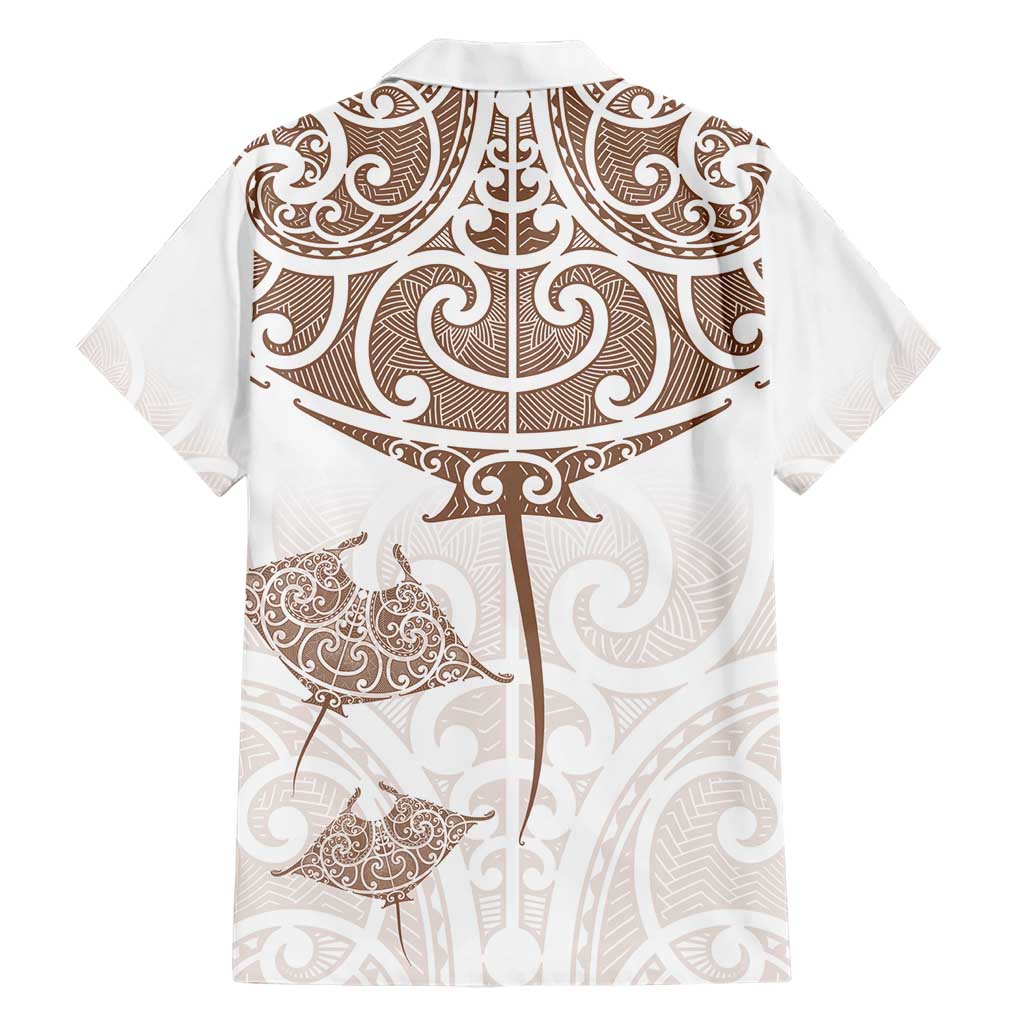 New Zealand Manta Ray Tattoo Hawaiian Shirt Aotearoa Maori Haehae Beige - Polynesian Pride