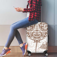 New Zealand Manta Ray Tattoo Luggage Cover Aotearoa Maori Haehae Beige - Polynesian Pride