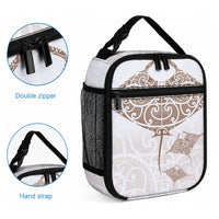 New Zealand Manta Ray Tattoo Lunch Bag Aotearoa Maori Haehae Beige