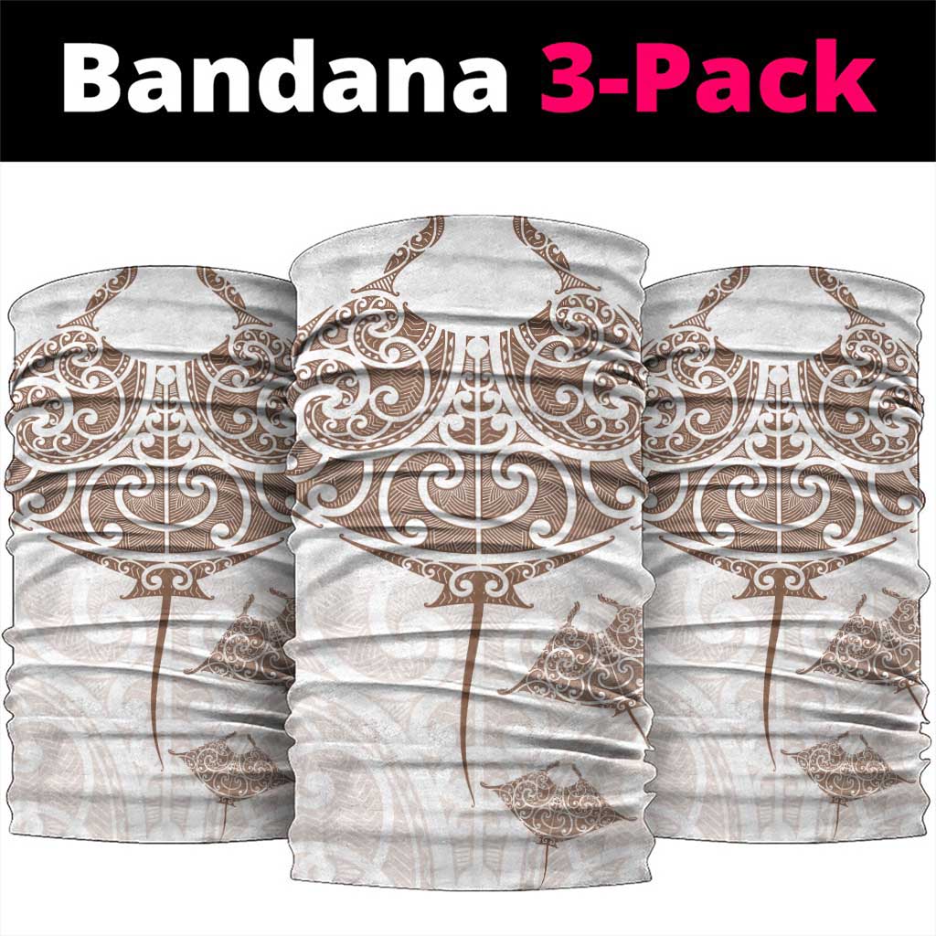 New Zealand Manta Ray Tattoo Neck Gaiter Aotearoa Maori Haehae Beige LT14 package One Size: 25*50cm White - Polynesian Pride
