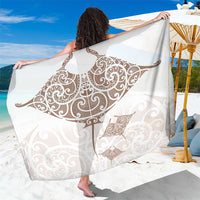 New Zealand Manta Ray Tattoo Sarong Aotearoa Maori Haehae Beige LT14 One Size 44 x 66 inches White - Polynesian Pride