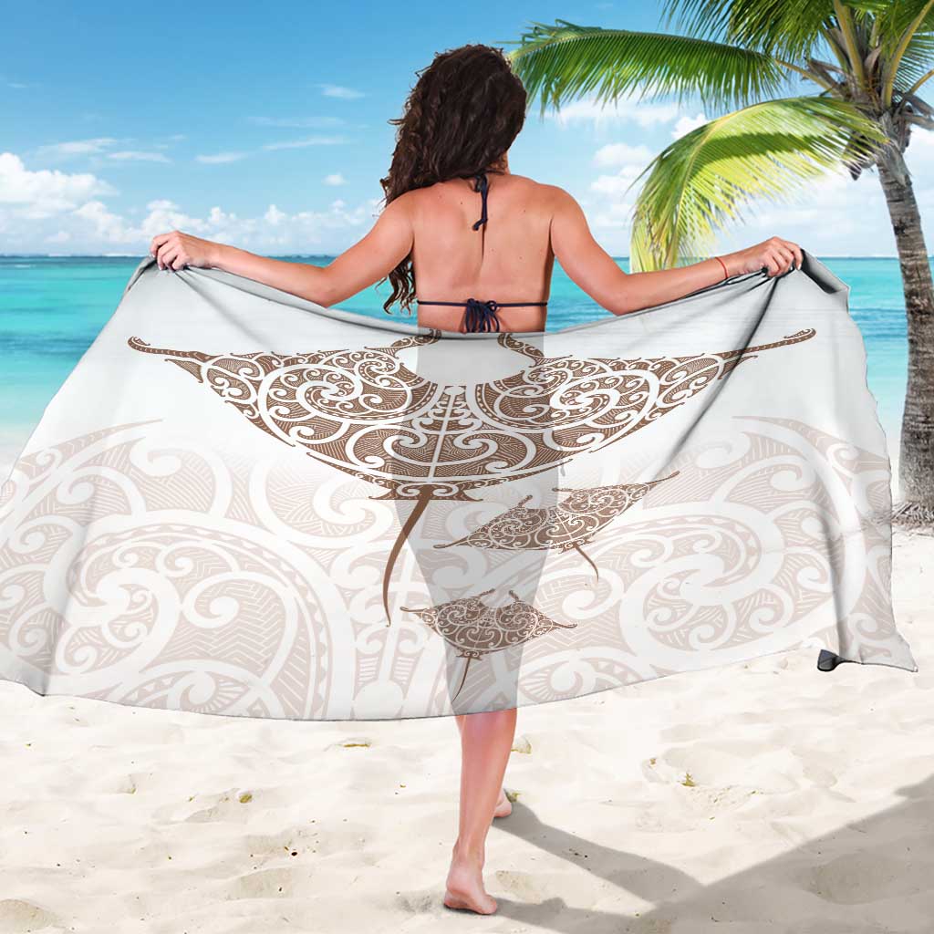 New Zealand Manta Ray Tattoo Sarong Aotearoa Maori Haehae Beige LT14 - Polynesian Pride