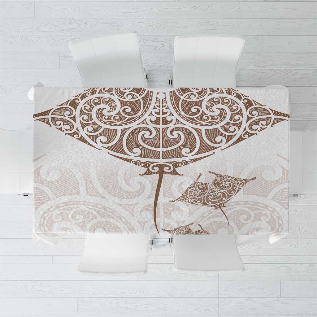 New Zealand Manta Ray Tattoo Tablecloth Aotearoa Maori Haehae Beige LT14 White - Polynesian Pride