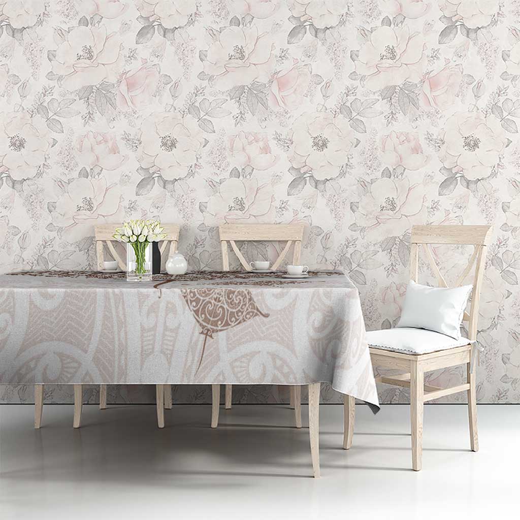 New Zealand Manta Ray Tattoo Tablecloth Aotearoa Maori Haehae Beige LT14 - Polynesian Pride
