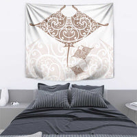 New Zealand Manta Ray Tattoo Tapestry Aotearoa Maori Haehae Beige LT14 - Polynesian Pride