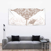 New Zealand Manta Ray Tattoo Tapestry Aotearoa Maori Haehae Beige LT14 - Polynesian Pride