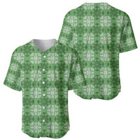 Green Hawaiian Quilt Baseball Jersey Hawaii Pineapple Monstera Palaka Motifs LT14 - Polynesian Pride