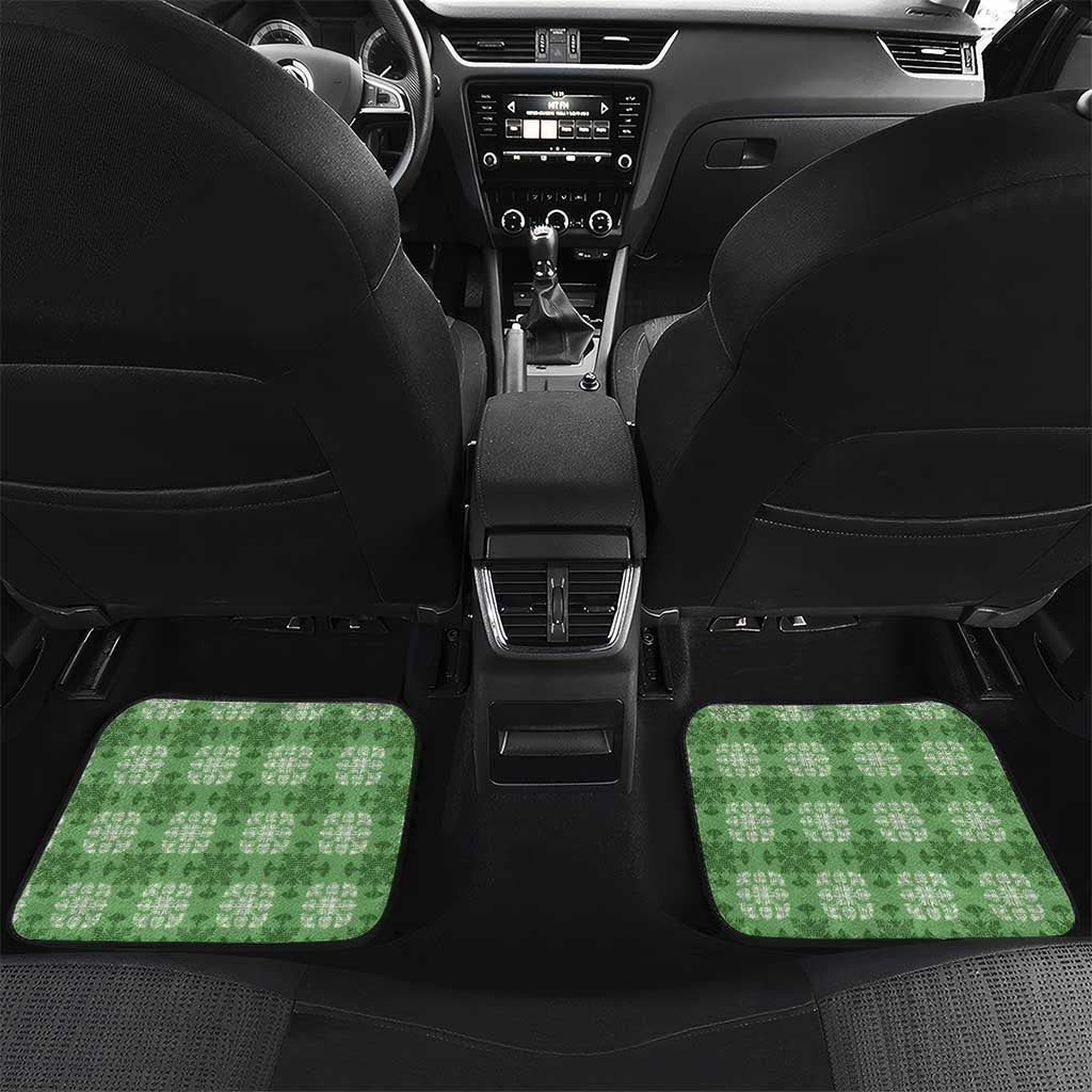 Green Hawaiian Quilt Car Mats Hawaii Pineapple Monstera Palaka Motifs - Polynesian Pride