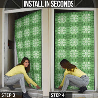 Green Hawaiian Quilt Door Cover Hawaii Pineapple Monstera Palaka Motifs - Polynesian Pride