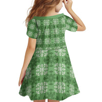 Green Hawaiian Quilt Family Matching Off Shoulder Short Dress and Hawaiian Shirt Hawaii Pineapple Monstera Palaka Motifs LT14 - Polynesian Pride