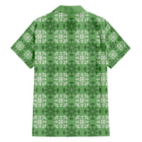 Green Hawaiian Quilt Family Matching Puletasi and Hawaiian Shirt Hawaii Pineapple Monstera Palaka Motifs - Polynesian Pride
