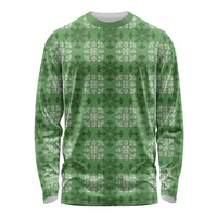 Green Hawaiian Quilt Long Sleeve Shirt Hawaii Pineapple Monstera Palaka Motifs - Polynesian Pride