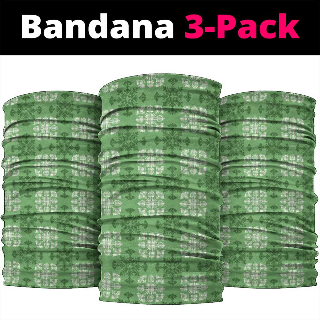 Green Hawaiian Quilt Neck Gaiter Hawaii Pineapple Monstera Palaka Motifs LT14 package One Size: 25*50cm Green - Polynesian Pride