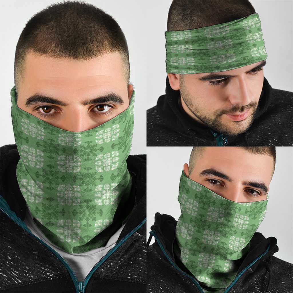 Green Hawaiian Quilt Neck Gaiter Hawaii Pineapple Monstera Palaka Motifs LT14 - Polynesian Pride