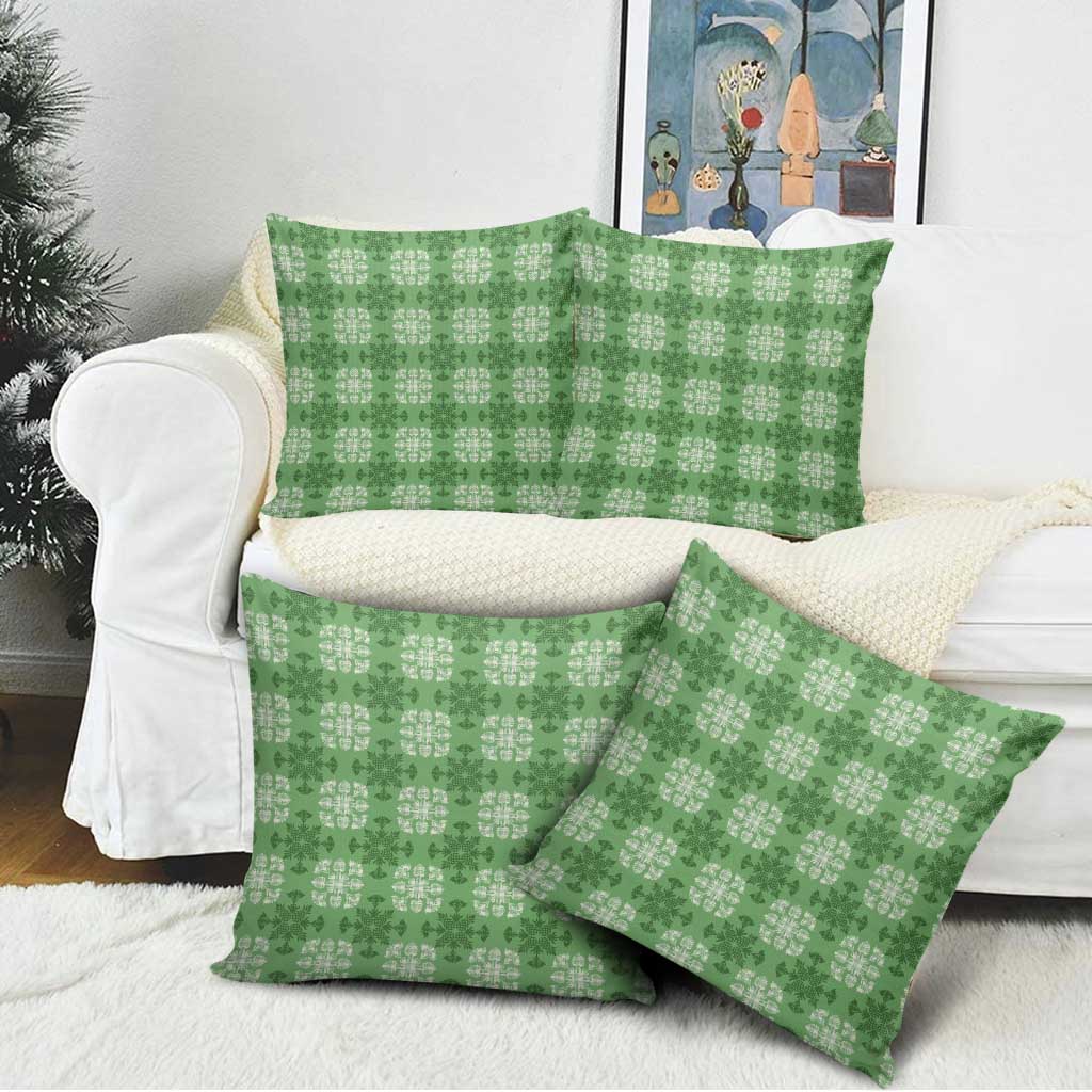 Green Hawaiian Quilt Pillow Cover Hawaii Pineapple Monstera Palaka Motifs LT14 - Polynesian Pride