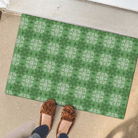 Green Hawaiian Quilt Rubber Doormat Hawaii Pineapple Monstera Palaka Motifs - Polynesian Pride