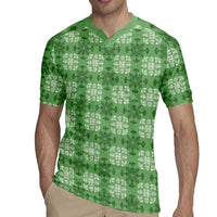 Green Hawaiian Quilt Rugby Jersey Hawaii Pineapple Monstera Palaka Motifs - Polynesian Pride