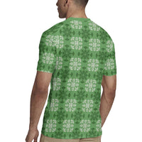 Green Hawaiian Quilt Rugby Jersey Hawaii Pineapple Monstera Palaka Motifs - Polynesian Pride