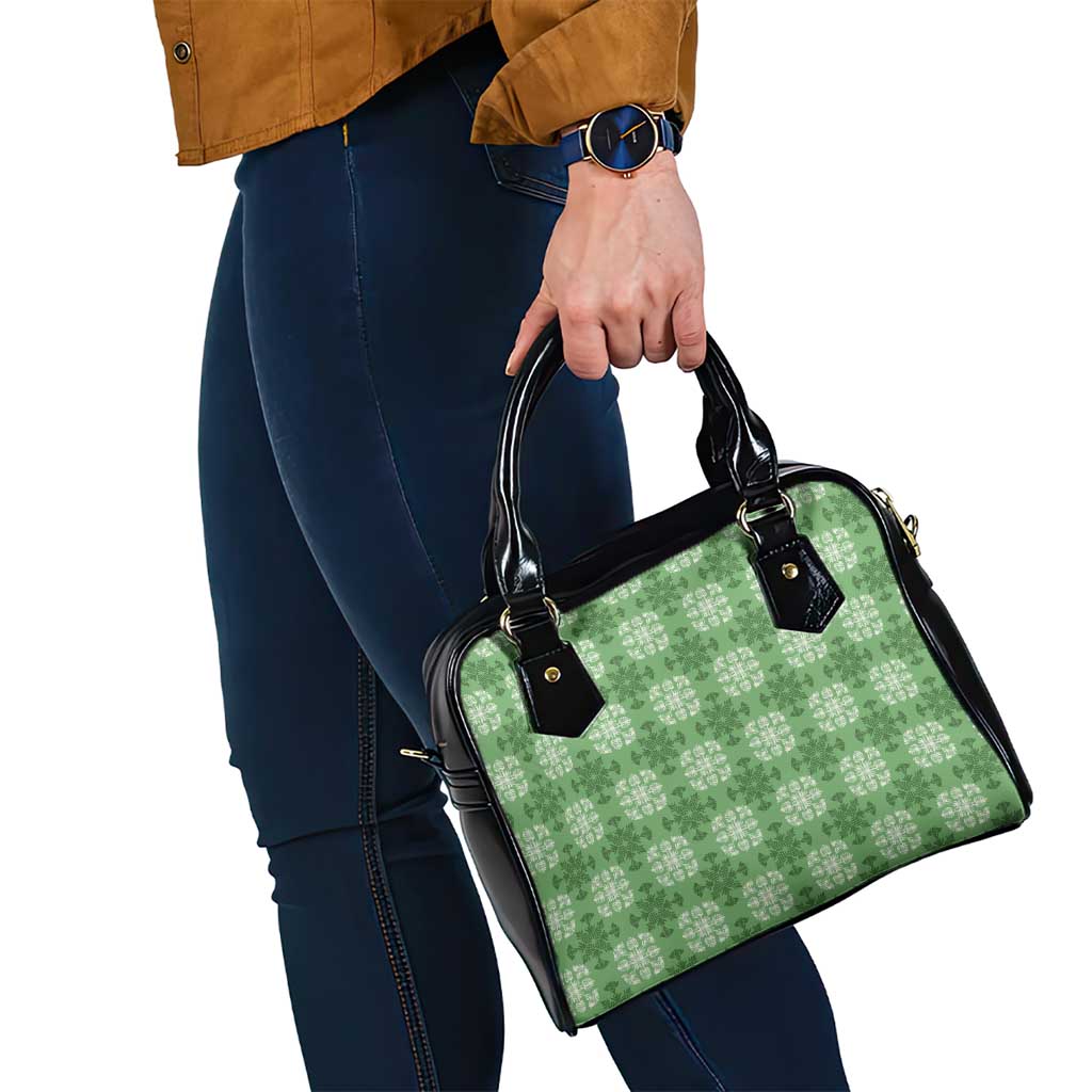 Green Hawaiian Quilt Shoulder Handbag Hawaii Pineapple Monstera Palaka Motifs LT14 - Polynesian Pride