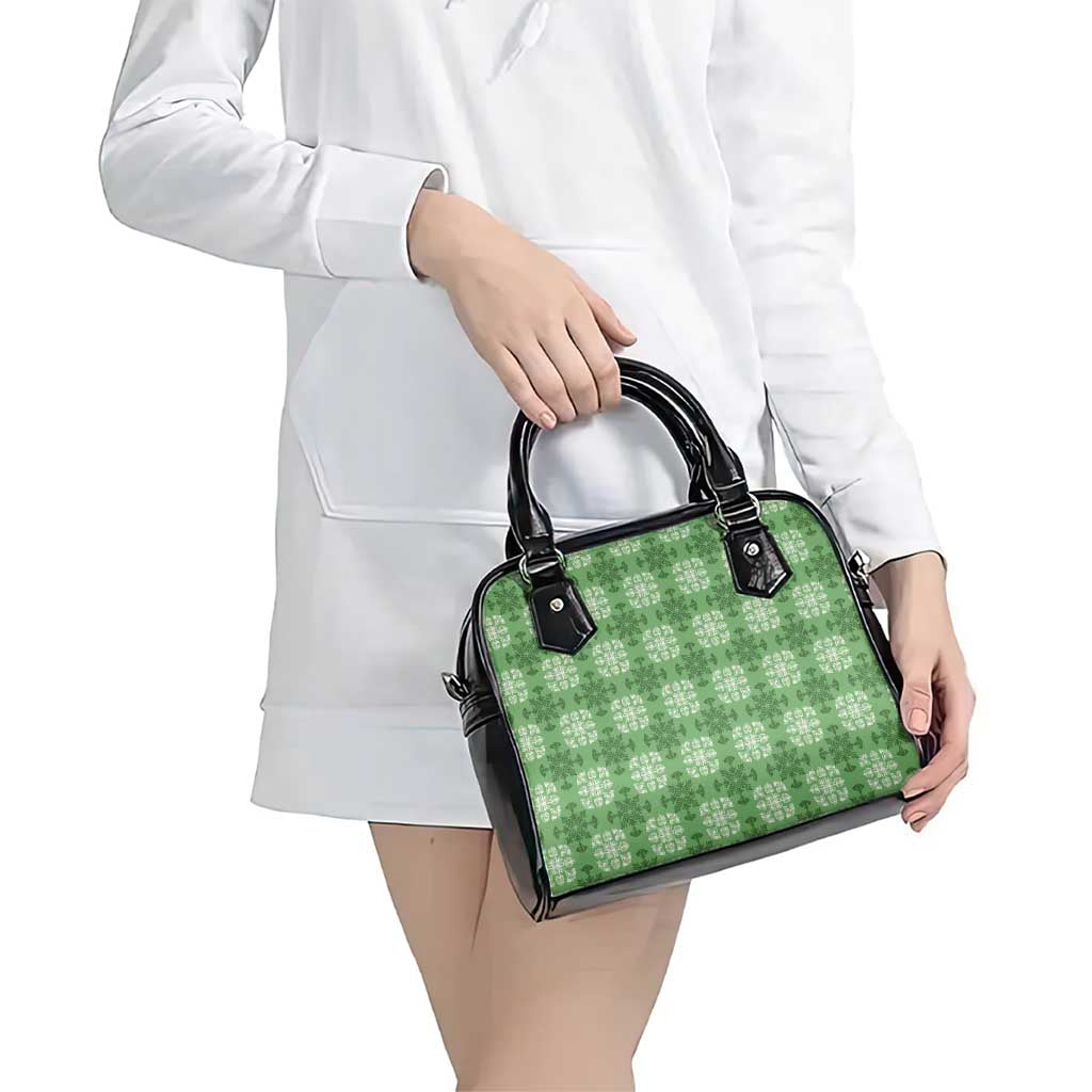 Green Hawaiian Quilt Shoulder Handbag Hawaii Pineapple Monstera Palaka Motifs LT14 - Polynesian Pride