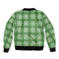 Green Hawaiian Quilt Sleeve Zip Bomber Jacket Hawaii Pineapple Monstera Palaka Motifs LT14 - Polynesian Pride