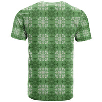 Green Hawaiian Quilt T Shirt Hawaii Pineapple Monstera Palaka Motifs - Polynesian Pride
