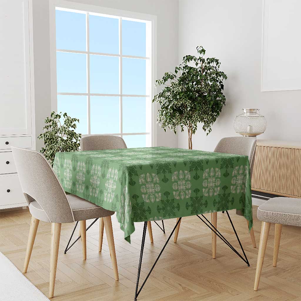 Green Hawaiian Quilt Tablecloth Hawaii Pineapple Monstera Palaka Motifs LT14 - Polynesian Pride