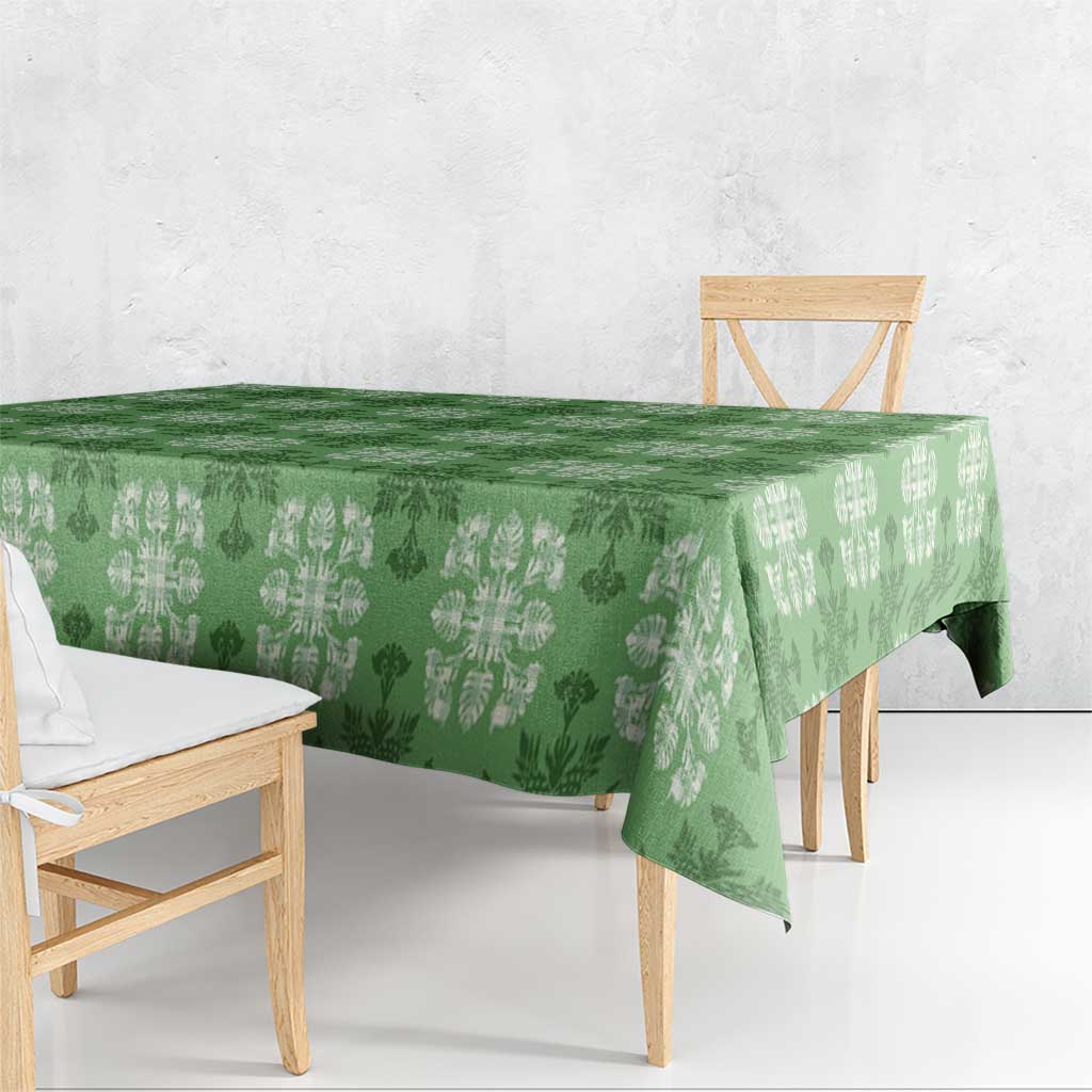 Green Hawaiian Quilt Tablecloth Hawaii Pineapple Monstera Palaka Motifs LT14 - Polynesian Pride