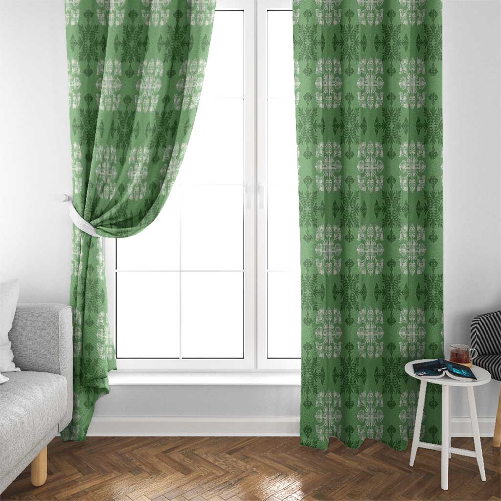 Green Hawaiian Quilt Window Curtain Hawaii Pineapple Monstera Palaka Motifs LT14 - Polynesian Pride