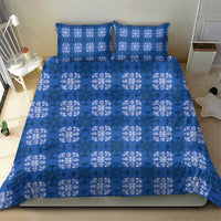 Royal Blue Hawaiian Quilt Bedding Set Hawaii Pineapple Monstera Palaka Motifs - Polynesian Pride