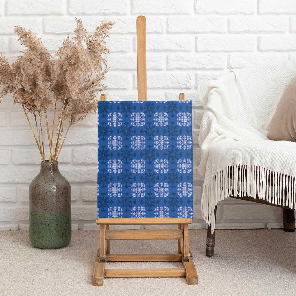Royal Blue Hawaiian Quilt Canvas Wall Art Hawaii Pineapple Monstera Palaka Motifs LT14 - Polynesian Pride