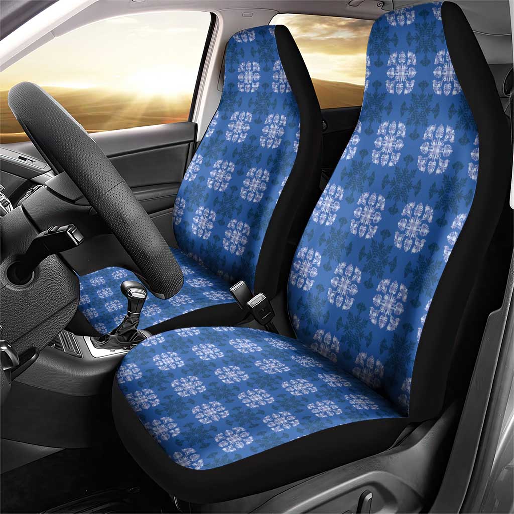 Royal Blue Hawaiian Quilt Car Seat Cover Hawaii Pineapple Monstera Palaka Motifs - Polynesian Pride