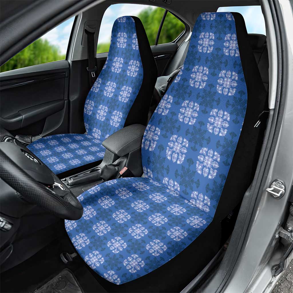Royal Blue Hawaiian Quilt Car Seat Cover Hawaii Pineapple Monstera Palaka Motifs - Polynesian Pride