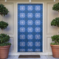 Royal Blue Hawaiian Quilt Door Cover Hawaii Pineapple Monstera Palaka Motifs - Polynesian Pride