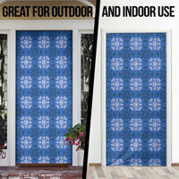 Royal Blue Hawaiian Quilt Door Cover Hawaii Pineapple Monstera Palaka Motifs - Polynesian Pride