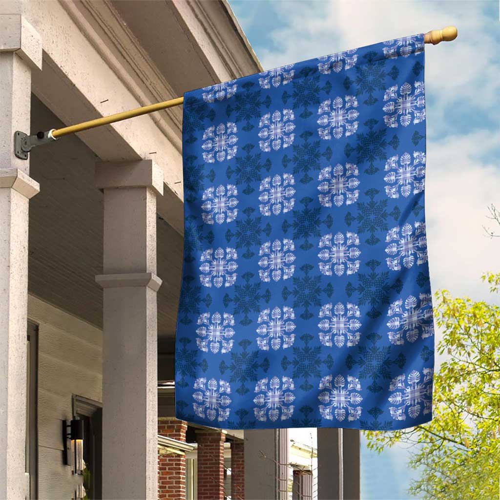 Royal Blue Hawaiian Quilt Garden Flag Hawaii Pineapple Monstera Palaka Motifs LT14 House Flag Royal Blue - Polynesian Pride