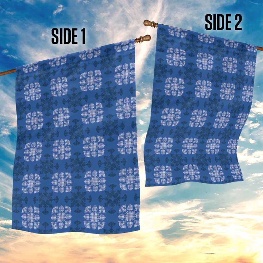 Royal Blue Hawaiian Quilt Garden Flag Hawaii Pineapple Monstera Palaka Motifs LT14 - Polynesian Pride