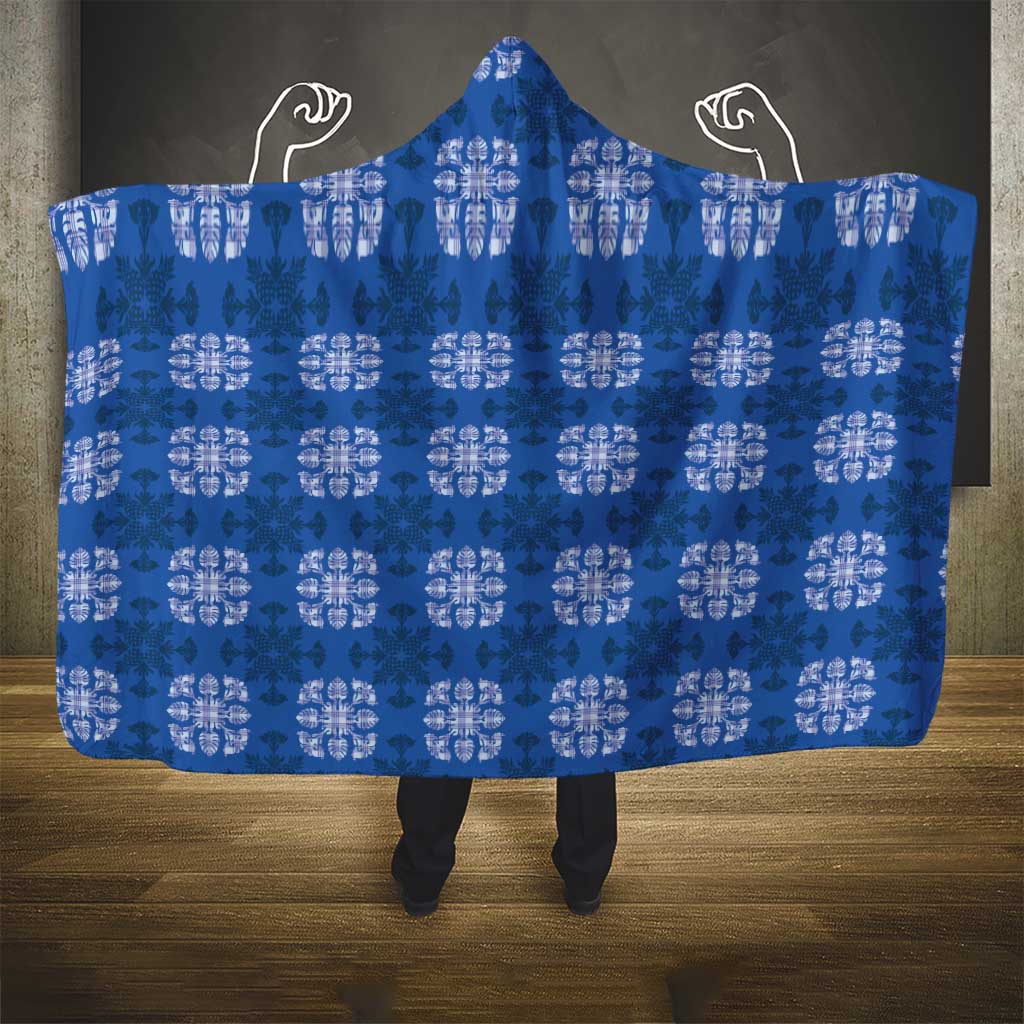 Royal Blue Hawaiian Quilt Hooded Blanket Hawaii Pineapple Monstera Palaka Motifs LT14 - Polynesian Pride