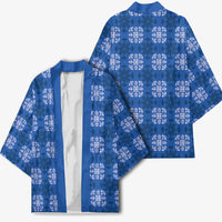 Royal Blue Hawaiian Quilt Kimono Hawaii Pineapple Monstera Palaka Motifs LT14 - Polynesian Pride
