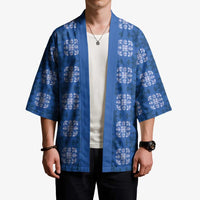 Royal Blue Hawaiian Quilt Kimono Hawaii Pineapple Monstera Palaka Motifs LT14 - Polynesian Pride